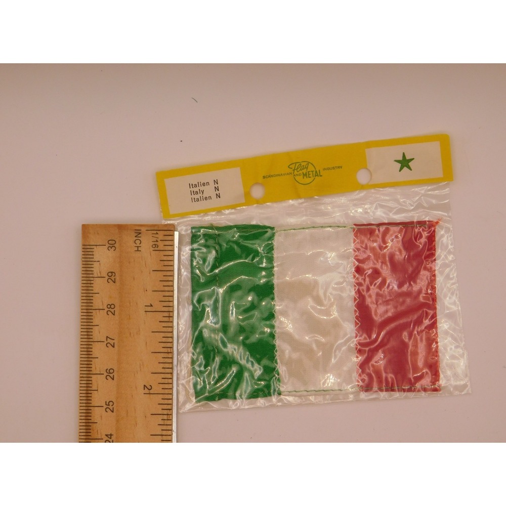 Vintage 1970s Italy Merchant Ensign Mini-Flag W/original Twine Halyard